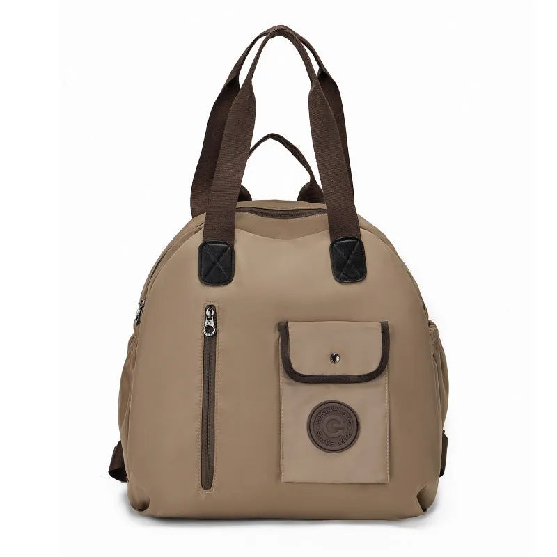 Outdoor lightweight backpack with nylon construction showing sandwich pocket design and available colour options