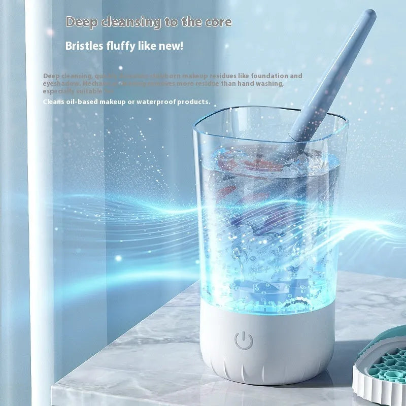 White rechargeable electric makeup brush cleaning brush with data cable