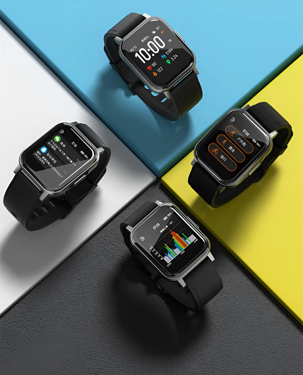 Black waterproof Android smart bracelet with a 1.4-inch touch screen and silicone wrist strap.