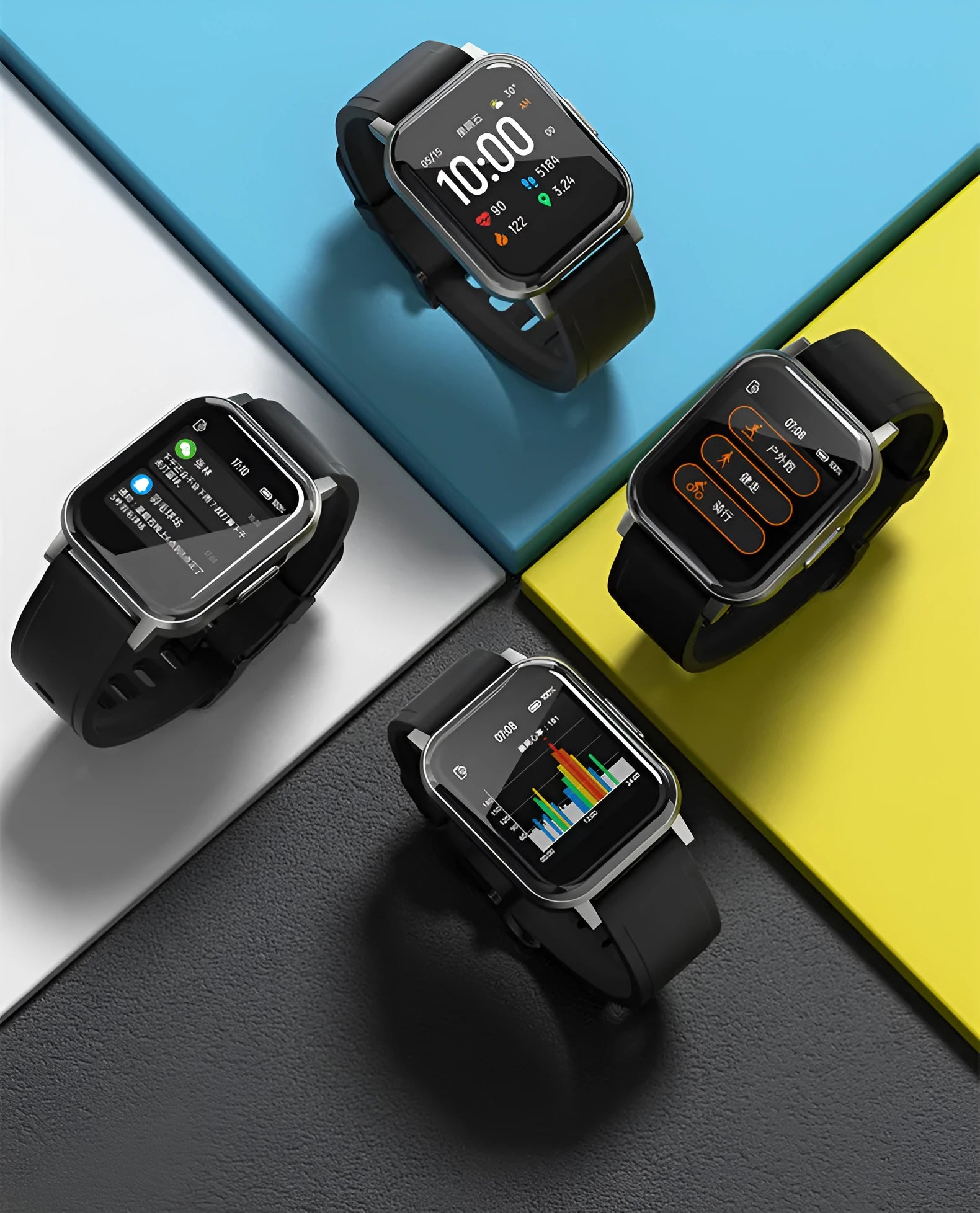 Black waterproof Android smart bracelet with a 1.4-inch touch screen and silicone wrist strap.