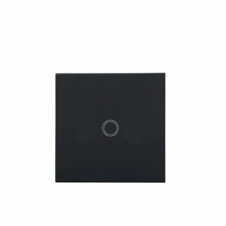 Type 86 tempered glass touch light switch for wall mounting in black, gold, or white.