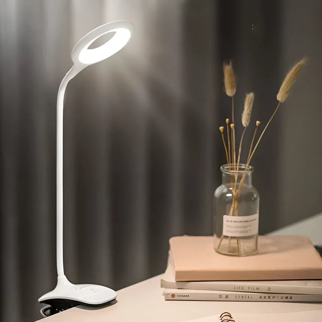 Rechargeable LED table lamp with touch switch in green, pink or white USB charging colour