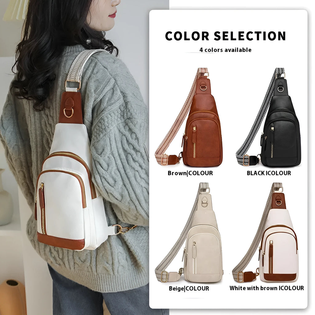 Women's soft PU crossbody messenger bag in street trend style with multiple compartments