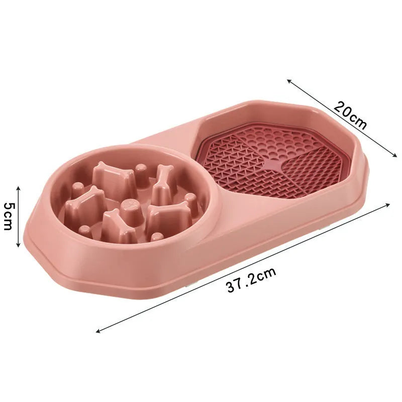 Blue slow feeder dog bowl with maze pattern and non-slip base for small medium dogs.