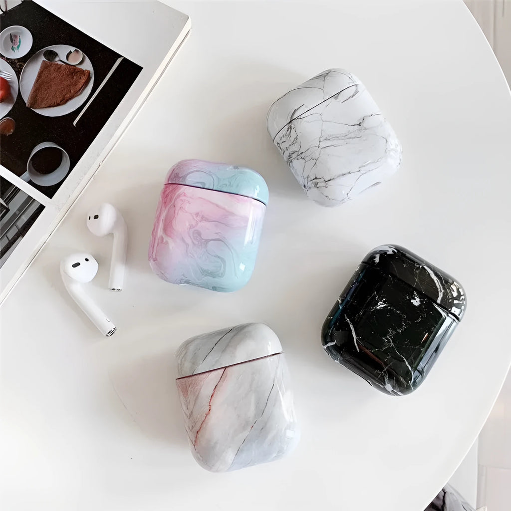 White marble pattern hard PC protective case cover for Apple AirPods charging box