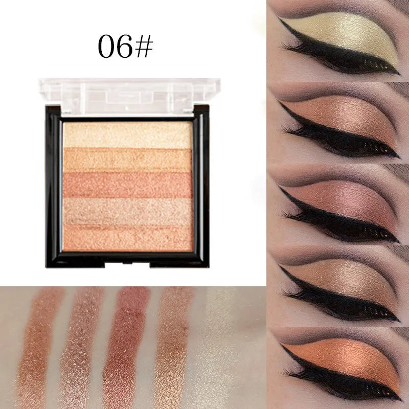 Highlight eye shadow plate with six colour options for contouring and three-dimensional brightening effects