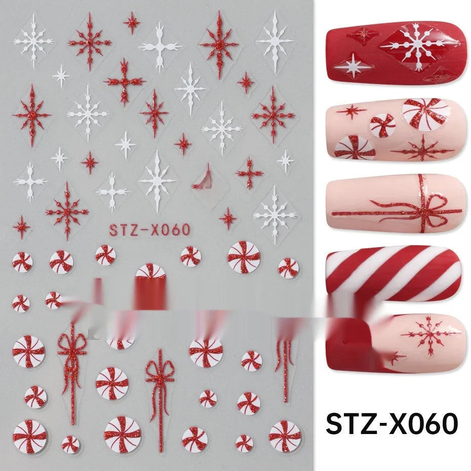 Sheet of black and silver stripe nail art stickers from a cartoon series for DIY manicures.