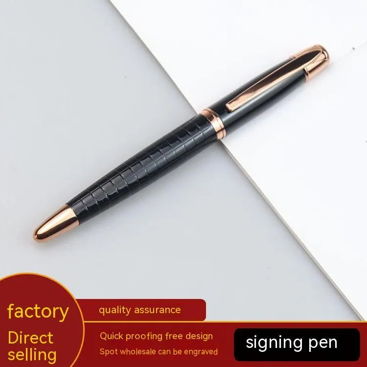 Gun grey metal rollerball pen measuring 13.5cm long for office signatures