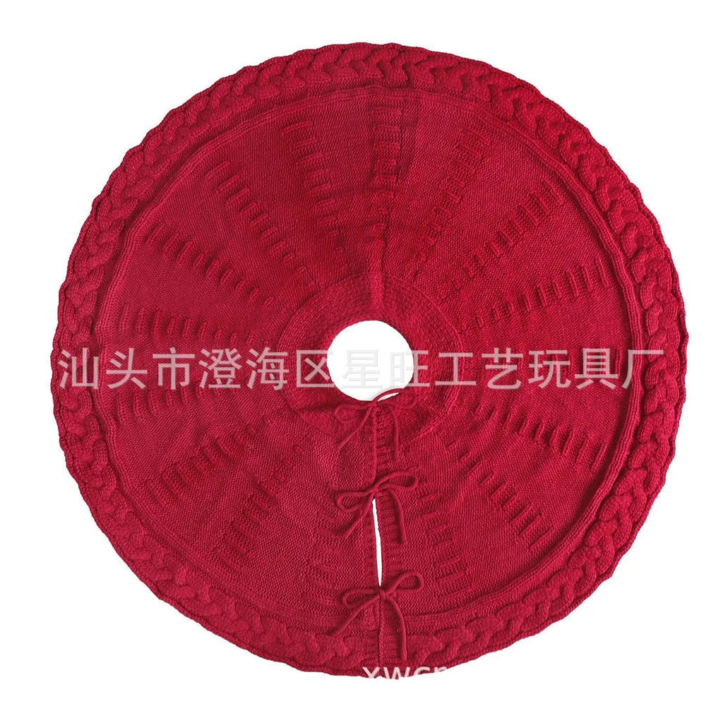 Christmas knitted wool tree skirt in red with 122cm diameter