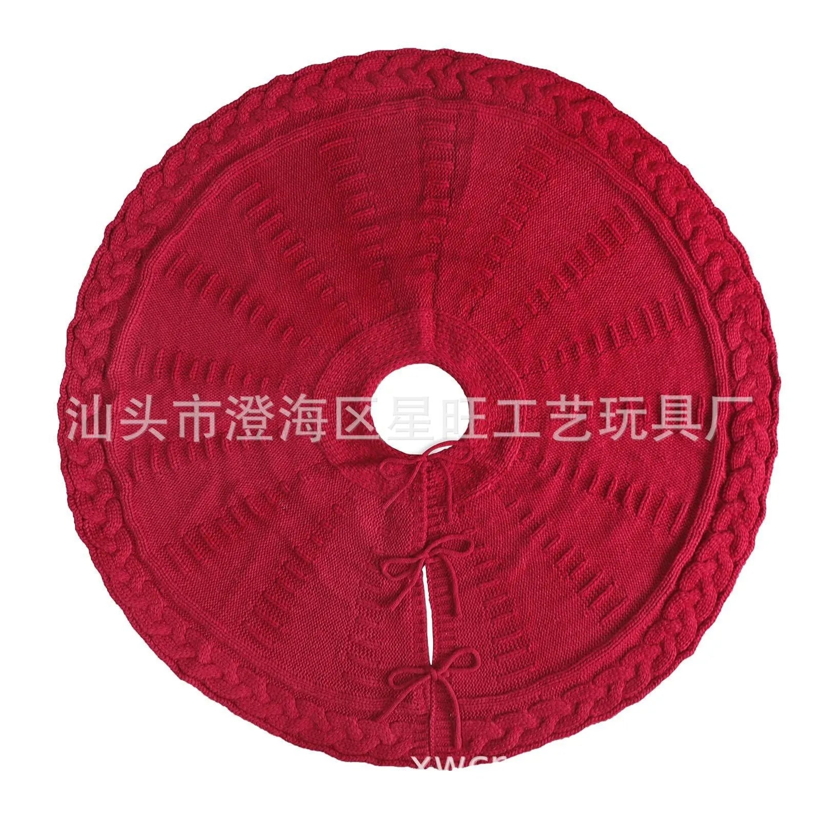 Christmas knitted wool tree skirt in red with 122cm diameter