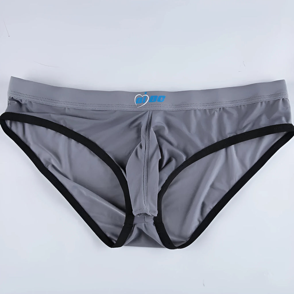 Men's ice silk bazooka briefs in multiple colours showing bullet separation design