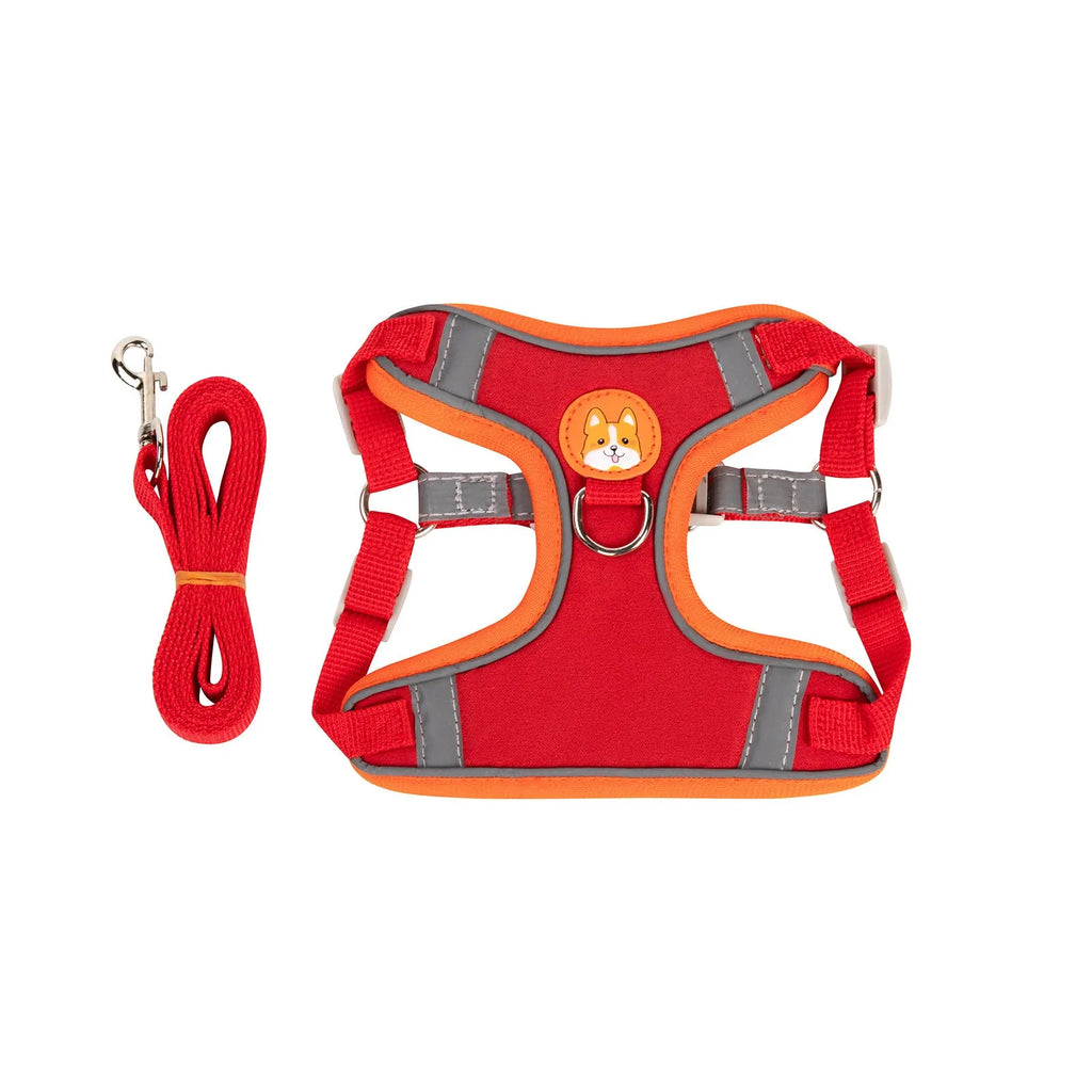 Adjustable dog haulage rope harness in six colours with anti-breaking safety feature