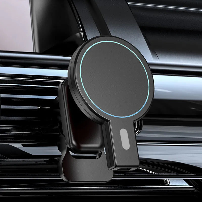 Black and white magnetic wireless charger with compact 85mm design and PD charging support