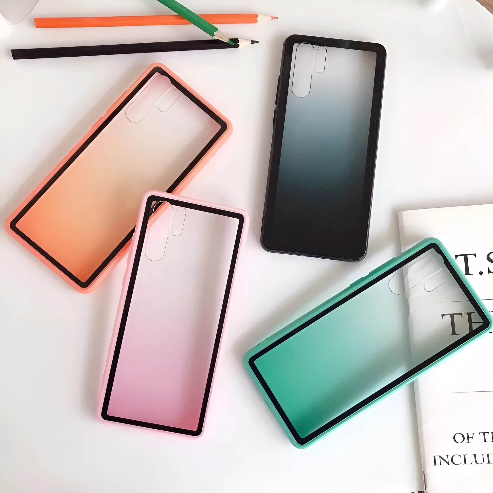 Huawei phone case in multiple colours showing TPU+PC hybrid construction