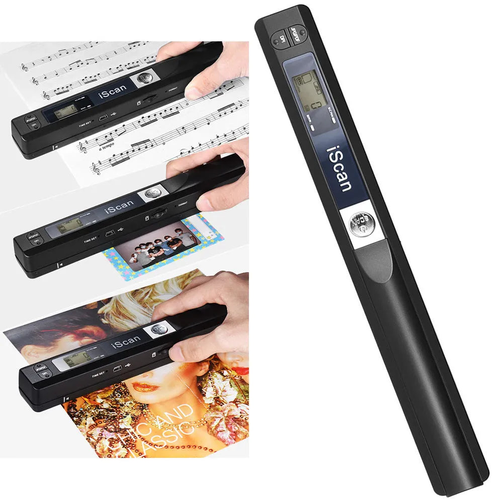 Handheld plastic barcode scanner shown in silver, one of five available colours.