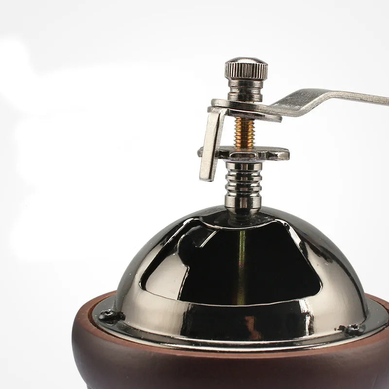 Manual coffee machine solid wood barrel hand crank grinder in coffee colour finish