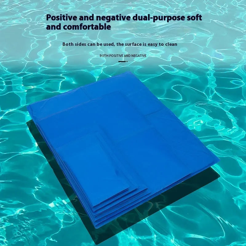 Multifunctional cool gel pet ice mat in sapphire blue, PVC composite fabric, available in sizes 30x40 cm to 50x90 cm