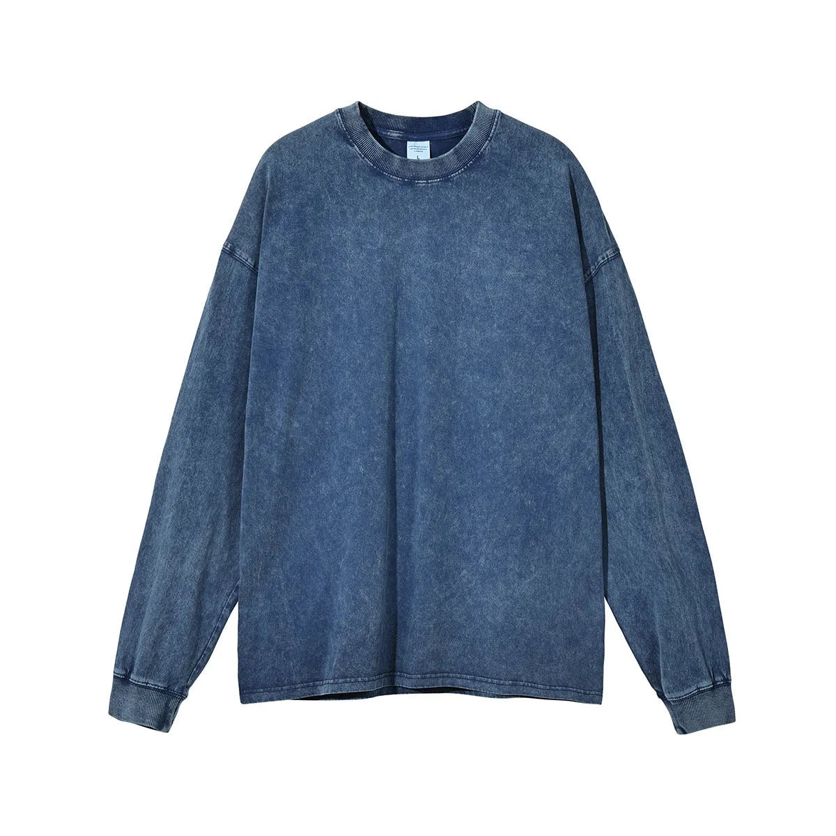 Men's vintage washed cotton batik pullover in loose fit with long sleeves