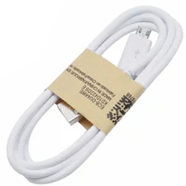 Black and white Android Micro USB data cable with 1 metre length for charging and data transfer