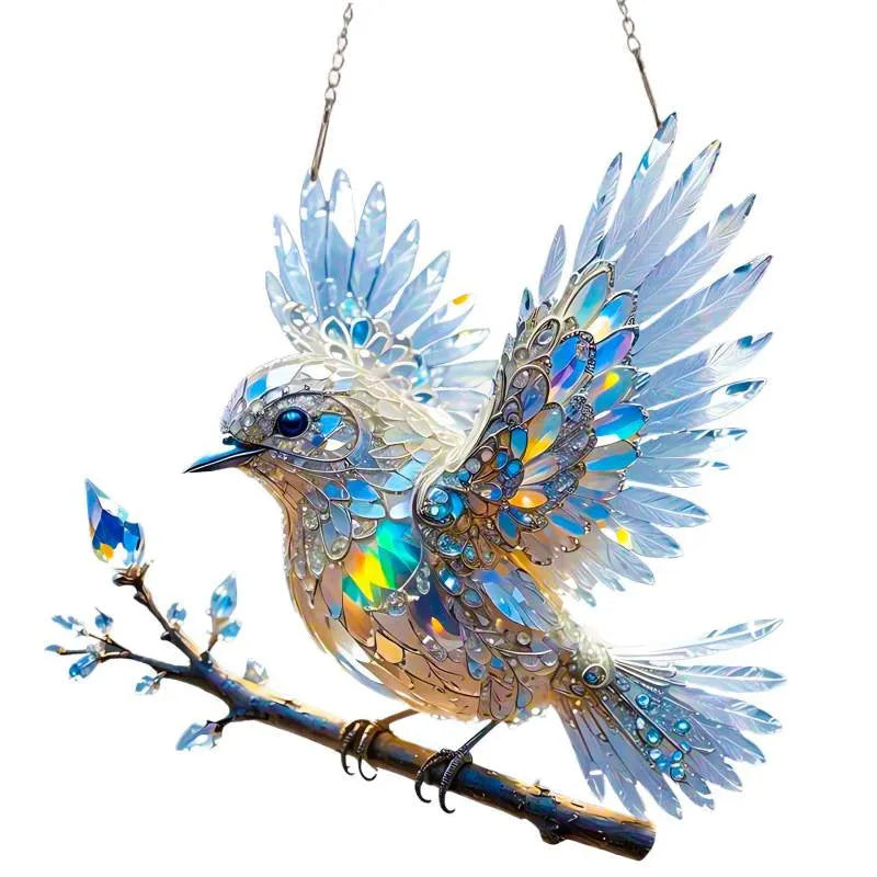 UV printed acrylic bird pendant ornament with cartoon design for living room decoration