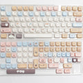 Sea salt cat themed PBT sublimation key cap set for mechanical keyboards showing full 26-piece layout