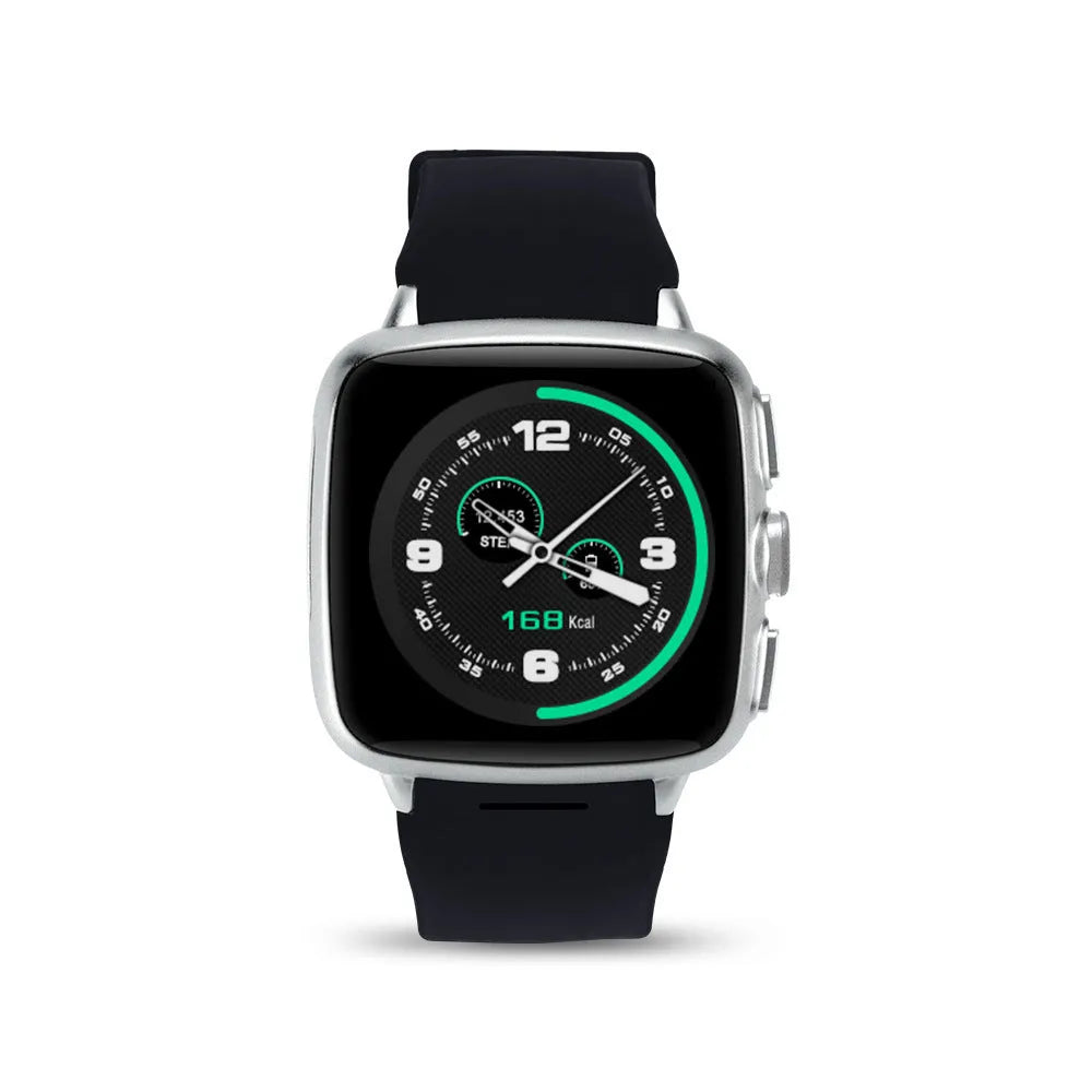 Z01 smart watch in black or white with a 1.54-inch touchscreen and camera.