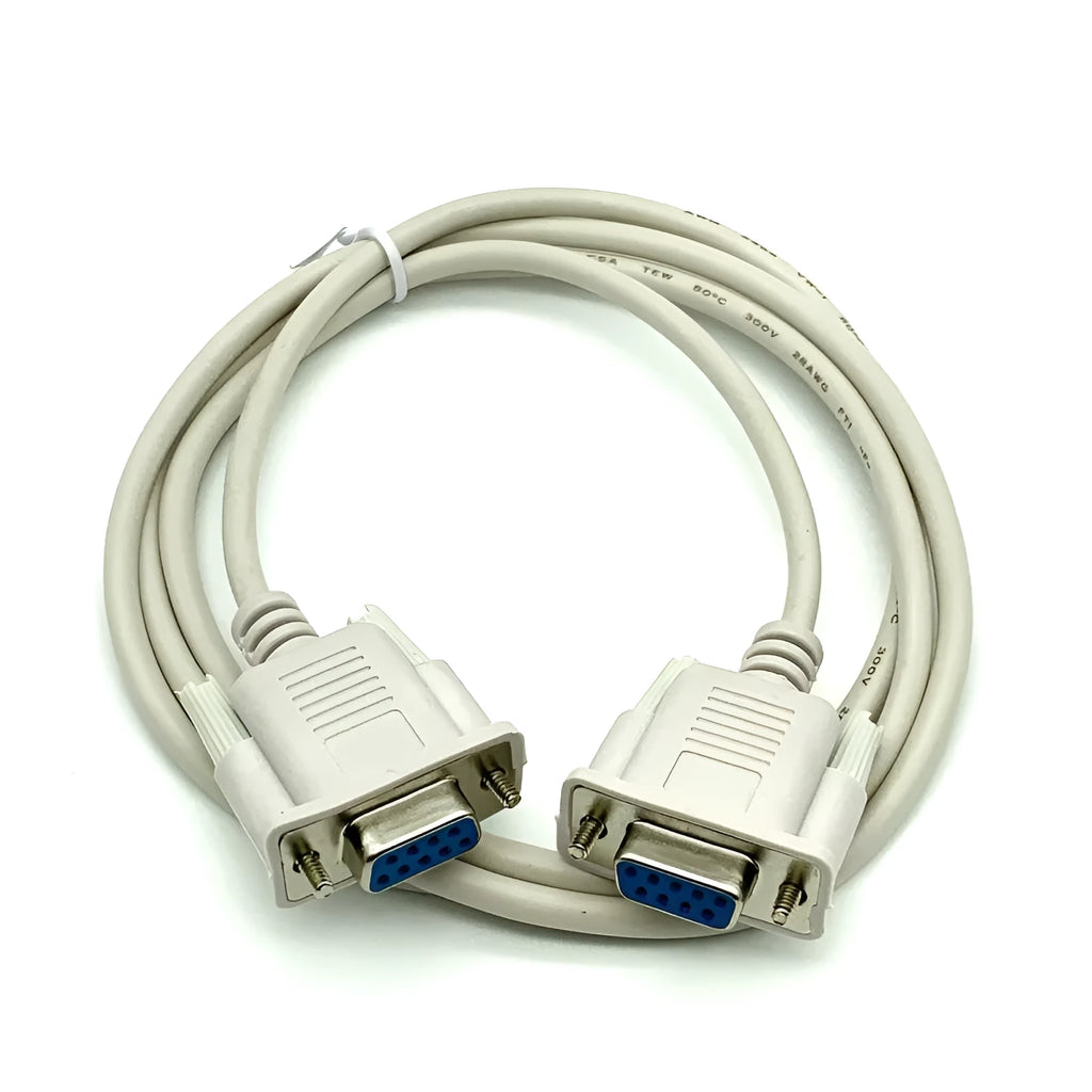 DB9 female to female RS232 serial cable 1.5m milky white colour