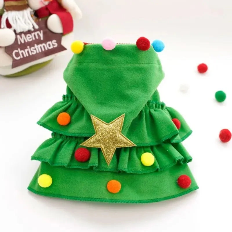 Red and green pet cloak shawl for small to medium dogs autumn winter Christmas