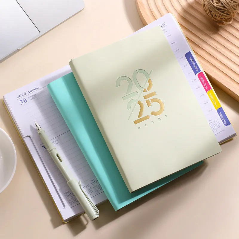 A5 soft leather daily planner with faux leather cover in multiple colour options