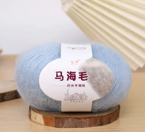 Hand-woven mohair wool ball for DIY scarf knitting projects in multiple colour options