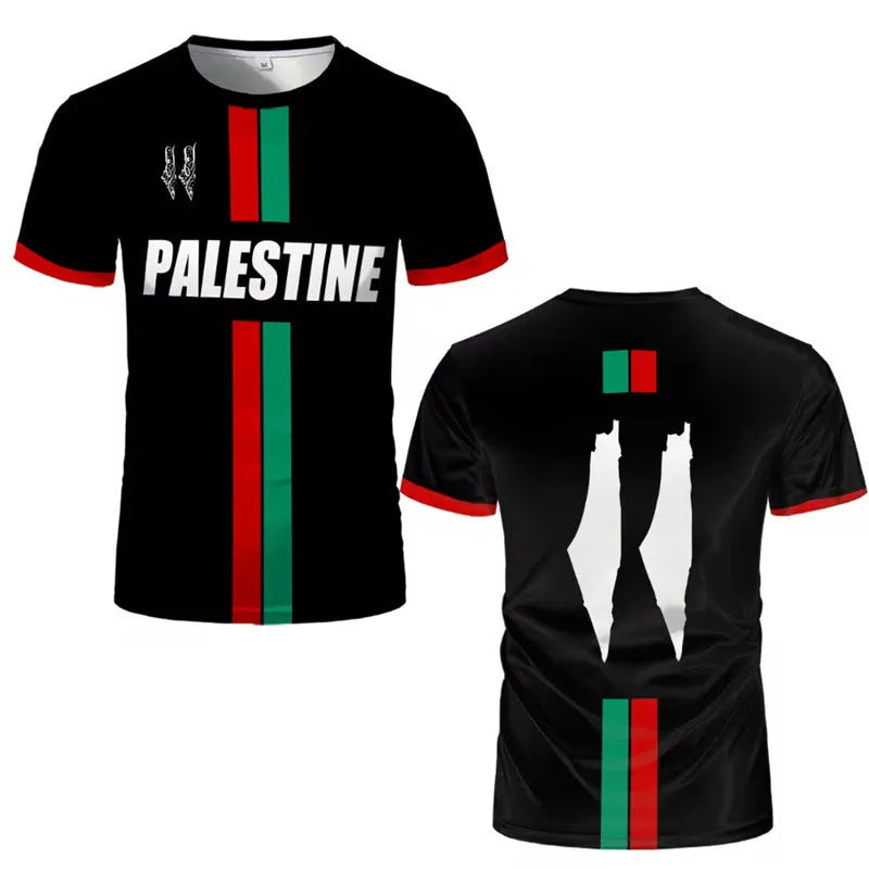 Black and white football t-shirt with 3D printed graphics, half sleeves, spandex fabric