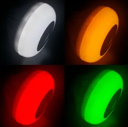 White Bluetooth speaker LED light bulb with E27 base and remote control for colour-changing mood lighting.