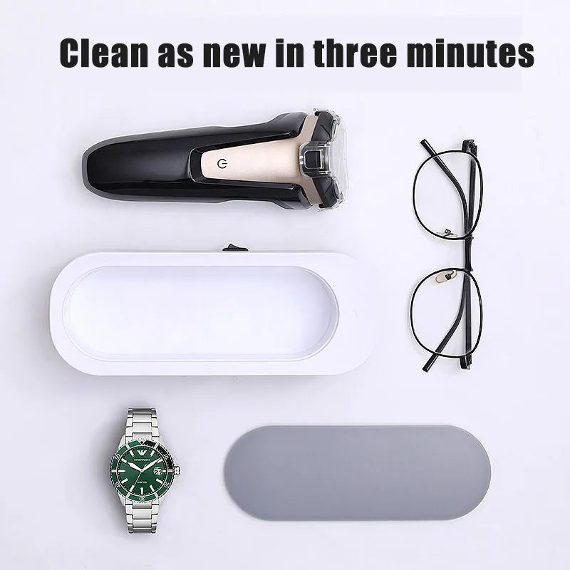 Off-white ultrasonic cleaning machine with SUS 304 stainless steel tank for jewellery and glasses