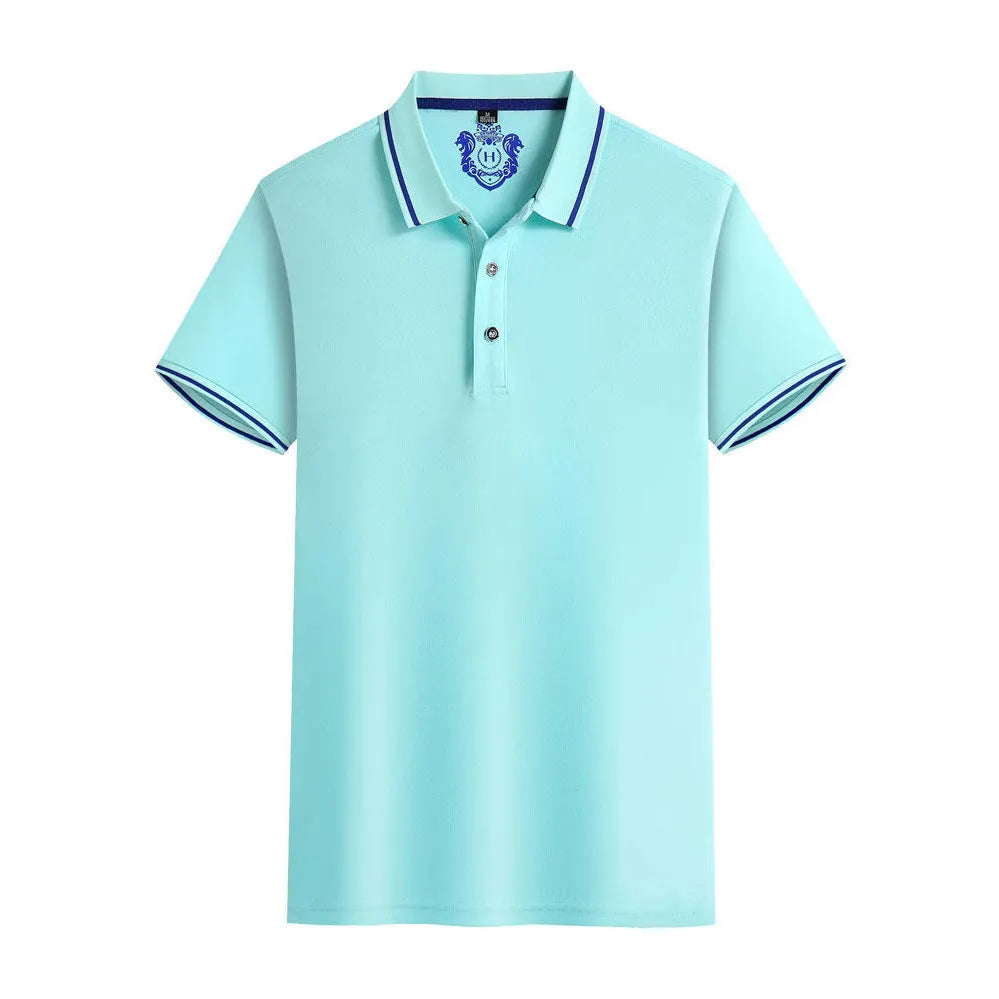 Summer work lapel polo shirt in eight colours with short sleeves and straight fit
