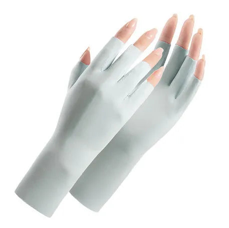 Women's thin ice silk sunscreen gloves with UPF50 protection in multiple colours