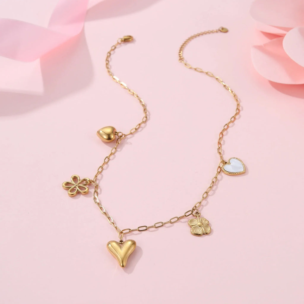 Stainless steel necklace with geometric pendant on adjustable chain