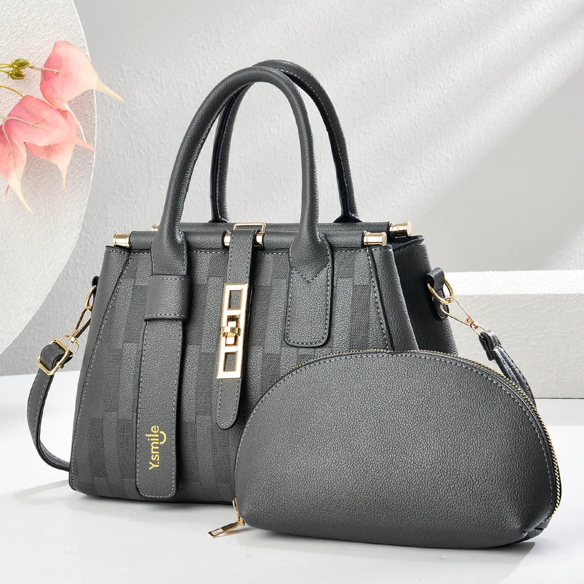 Round PU leather crossbody shoulder bag in multiple colours, dimensions 28x13x20cm.
