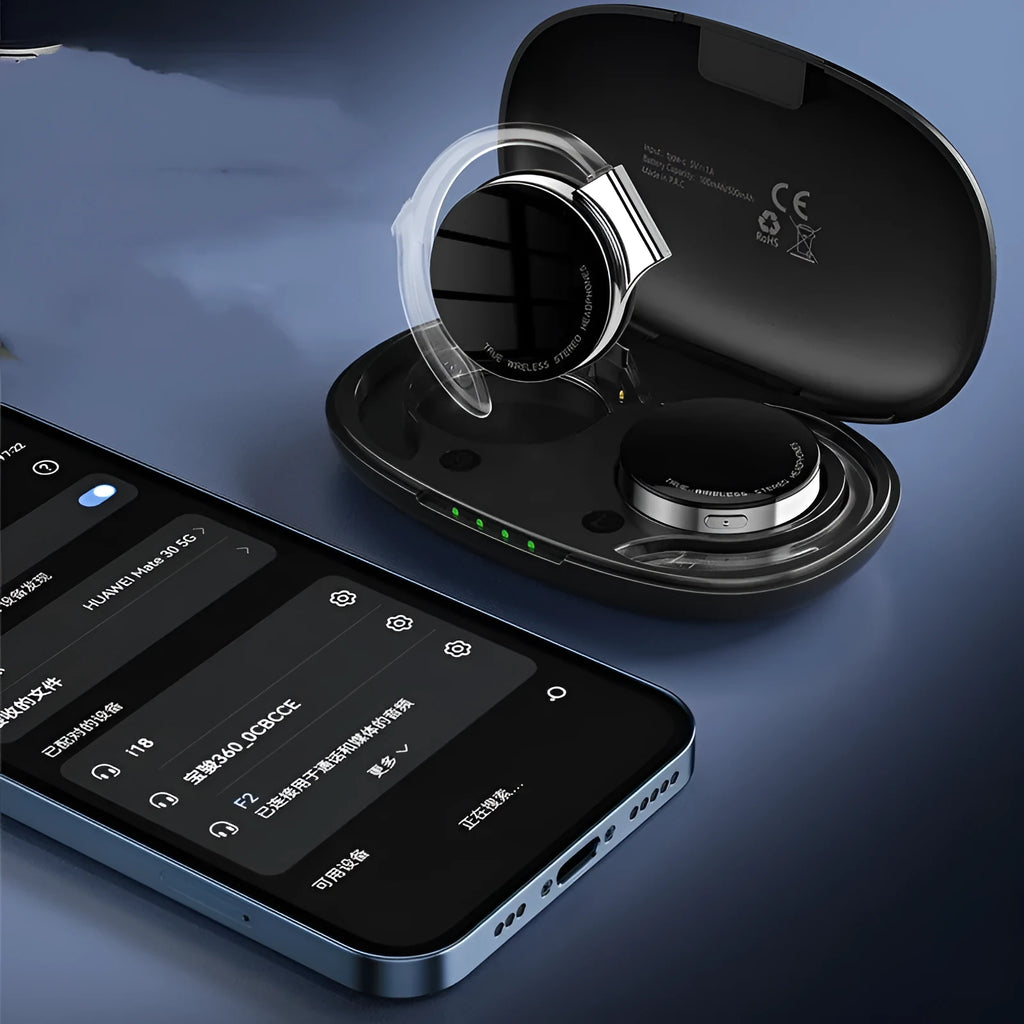 Black and white sports wireless Bluetooth earphones with bilateral stereo ear plug design.