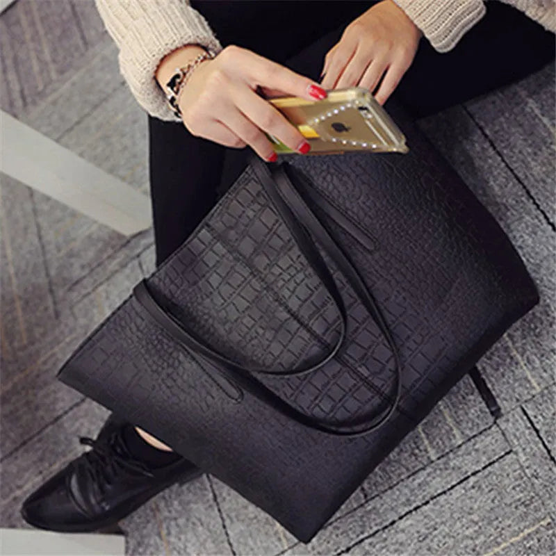 Simple fashion women's shoulder handbag in black or grey colour for spring summer casual outfits