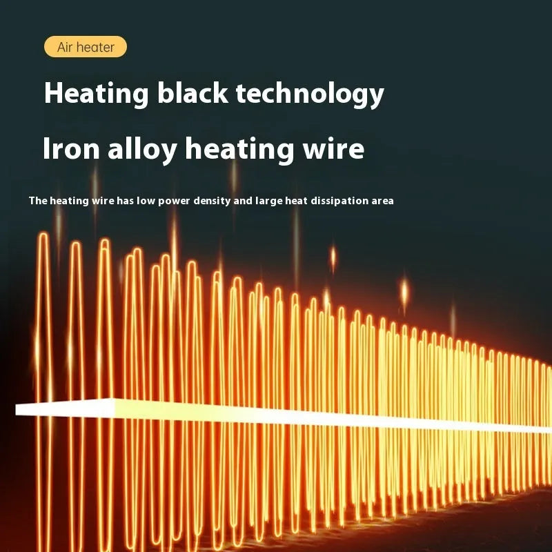 White compact electric heater on desktop with power adjustment controls