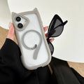 Transparent acrylic TPU phone case for iPhone 17 with magnetic suction feature shown in black colour variant