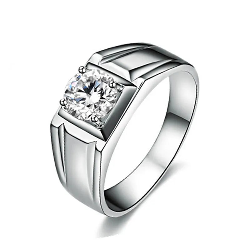 Large square diamond men's ring with adjustable opening in gold colour finish