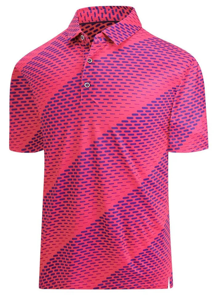 Men's short sleeve mesh T-shirt with 3D printing pattern and zipper decorations