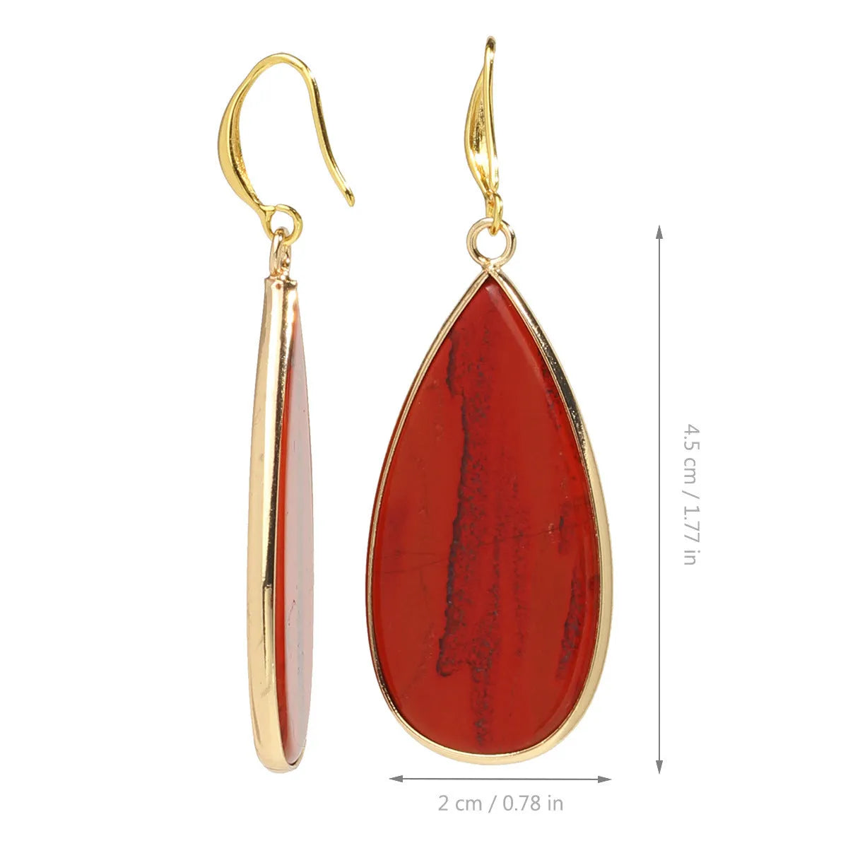 Vintage long drop earrings made of stone in Tigereye, Amethyst, Pink Crystal, Redstone, or Turquoise.