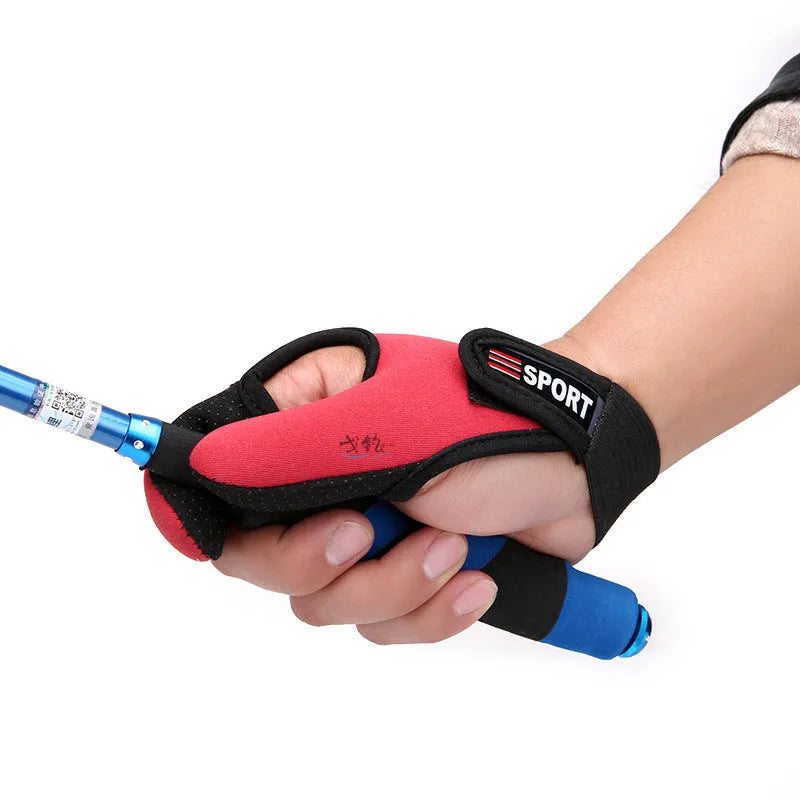 Single two-finger fishing glove with diving cloth back and microfiber palm, shown in a choice of colours.