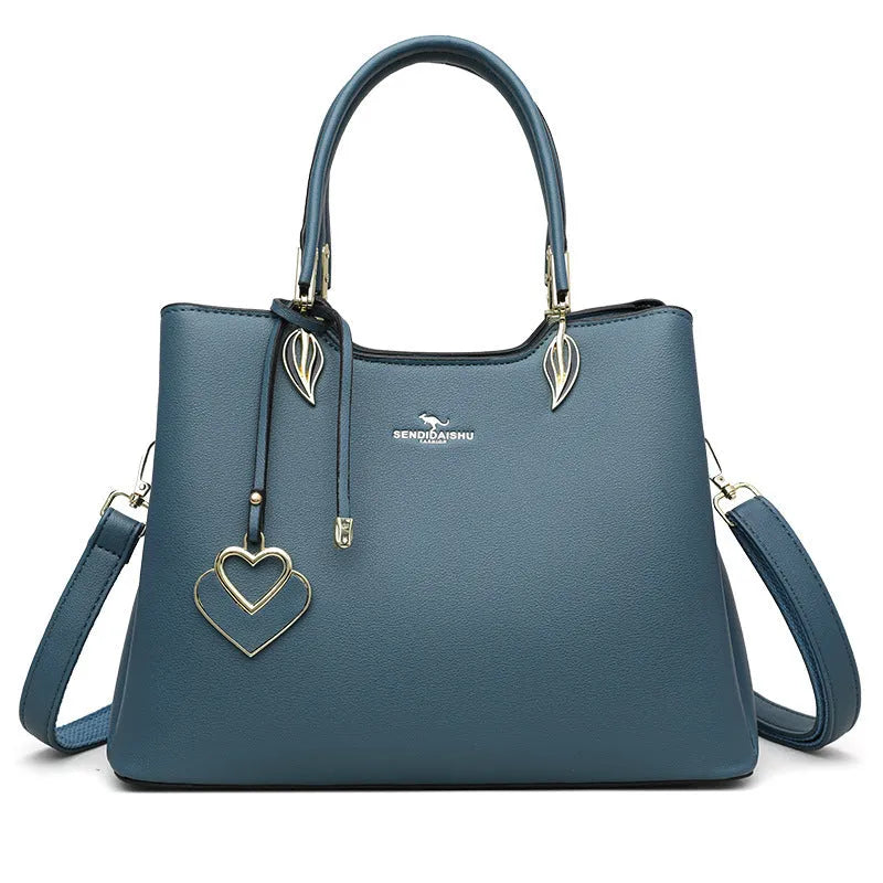 Women's messenger bag with multi-layer shoulder strap in seven colour options