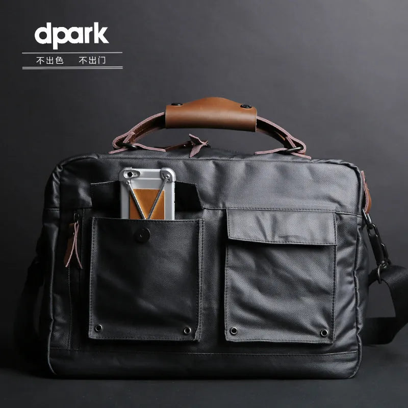 Dpark single shoulder laptop bag in black, brown, or khaki for 14 or 15 inch laptops
