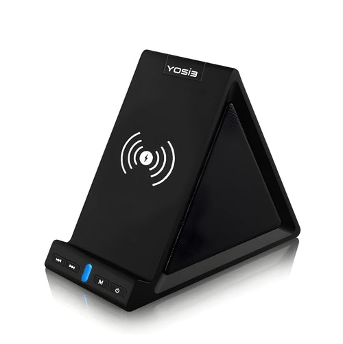 Black multifunctional Bluetooth speaker with integrated phone stand and 2000mAh power bank
