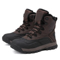 Men's black high-top boots with fleece lining, flat heel, and lace-up front