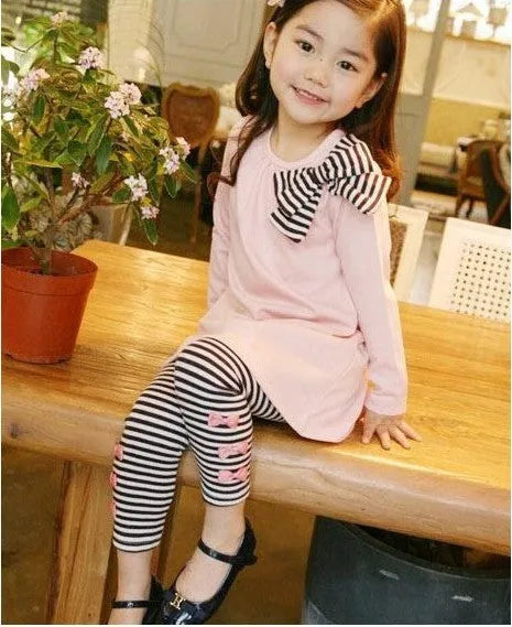 Pink cotton girls clothing set available in sizes 110cm 120cm 130cm 140cm